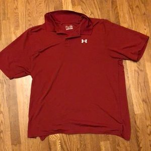 Red under armor golf polo shirt